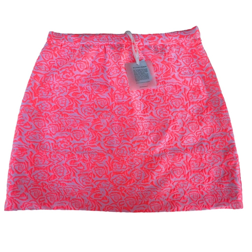 Silvian Heach Neon Hot Pink Abstract Print Zip Back Mini Skirt NWT Small